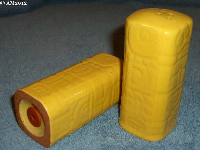 Myan Aztec shakers glazed autumn yellow